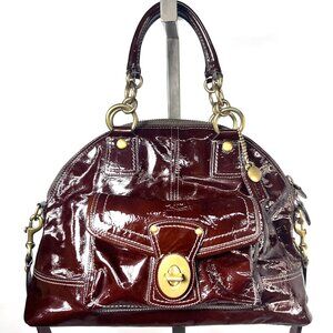 COACH FRANCINE LIMITED EDITION MOHAGONY BROWN PATENT LEATHER 2WAY PURSE